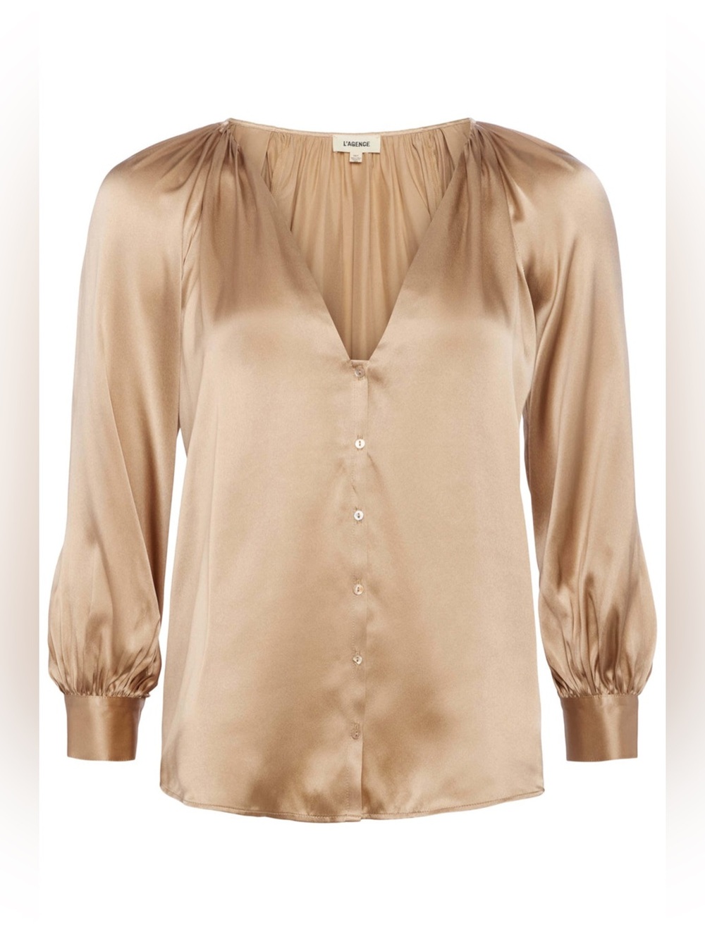 L'AGENCE Kaili V Neck Blouse Almond Size XS